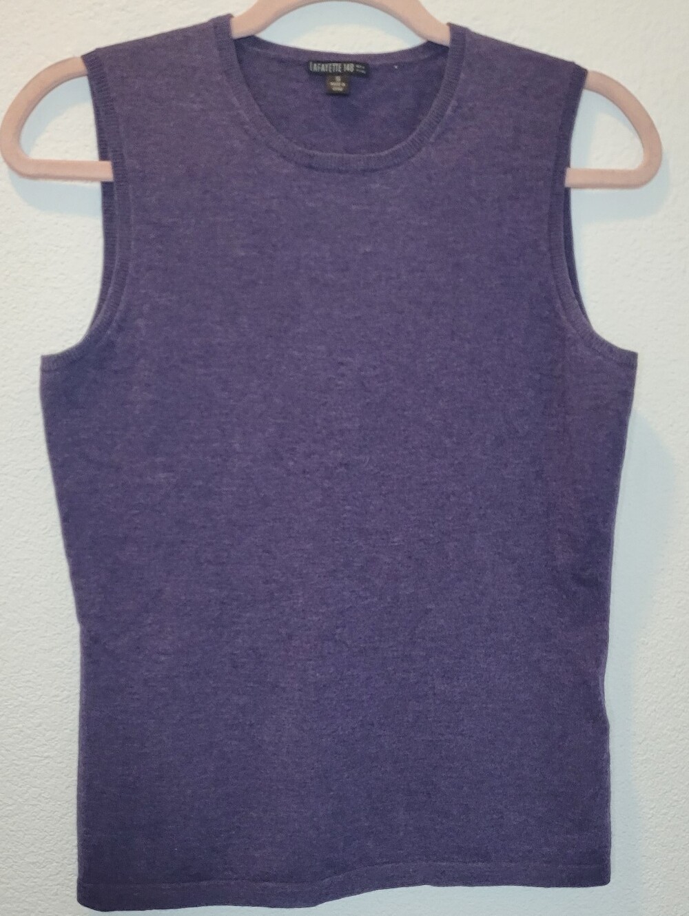 Lafayette 148 New York 100% Extrafine Merino Wool Tank Top Purple Knit Sz Small